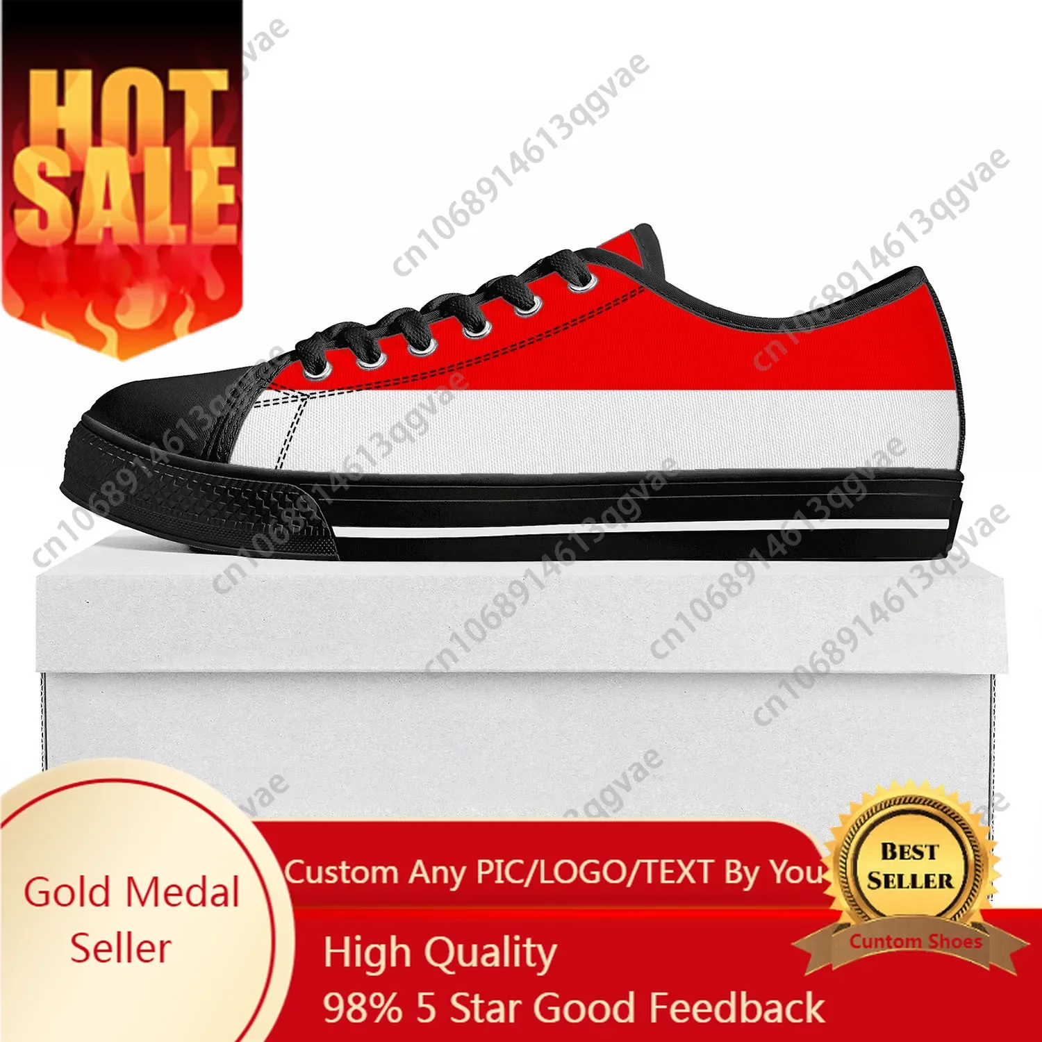 

Indonesia Flag Low Top High Quality Sneakers Mens Womens Teenager Canvas Sneaker Prode Casual Couple Shoes Custom Shoe