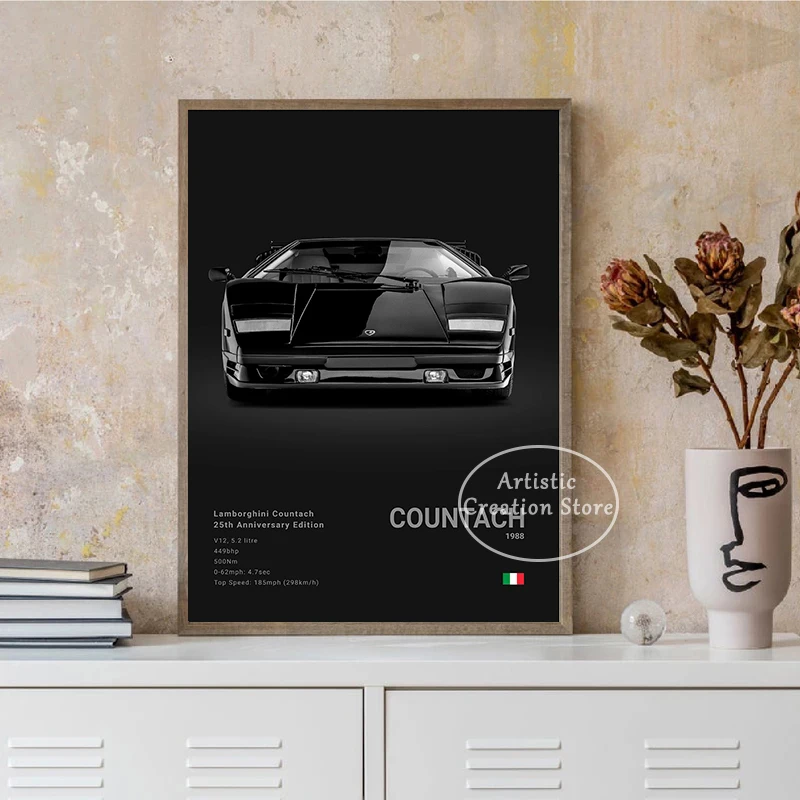 Modern Supercar Lamborghini Wall Art Poster Countach Car Prints Canvas Painting Minimalist Art Living Room Office Home Decor