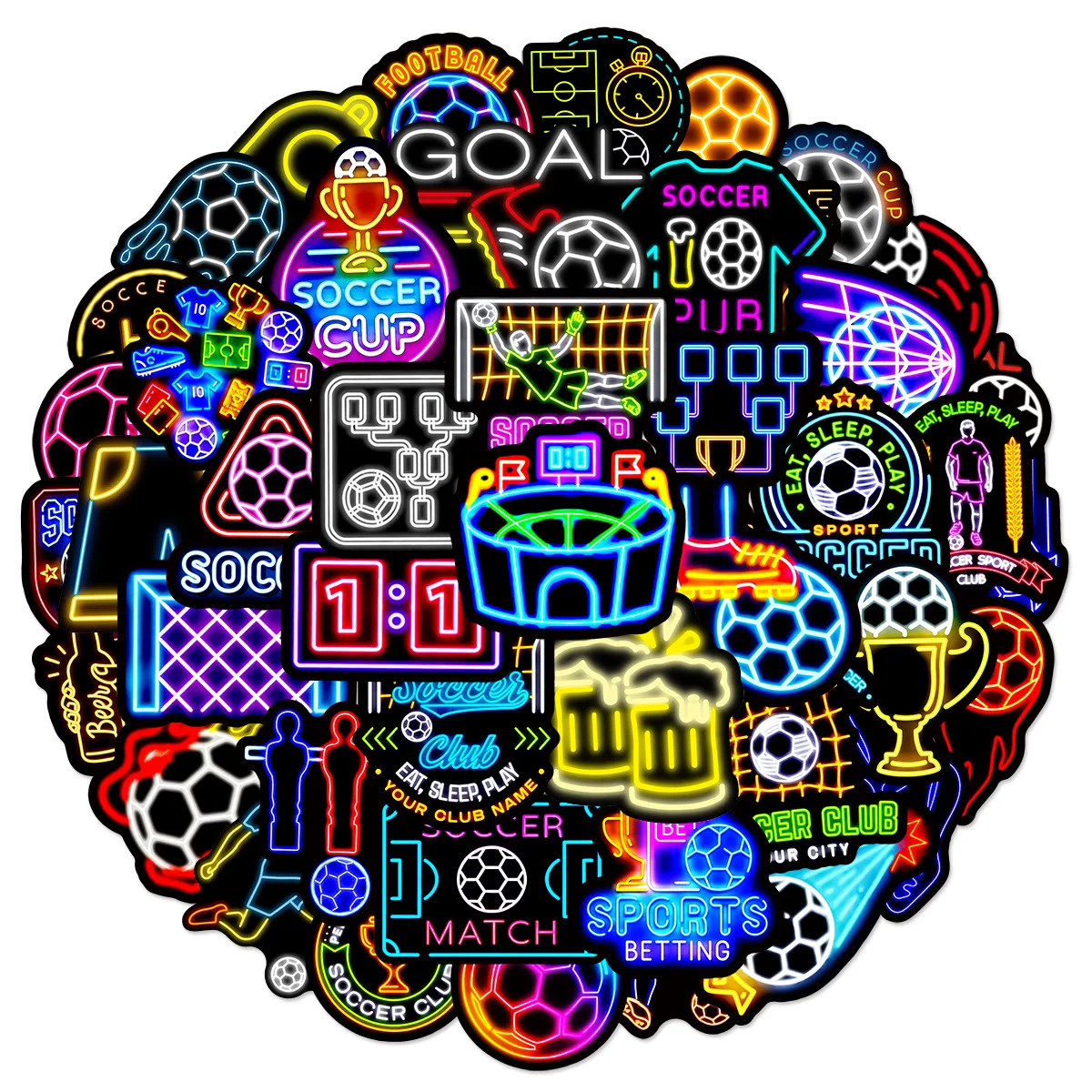 50-Pack Neon Soccer Graffiti S - огляд і ціна Sticker Sheet Set