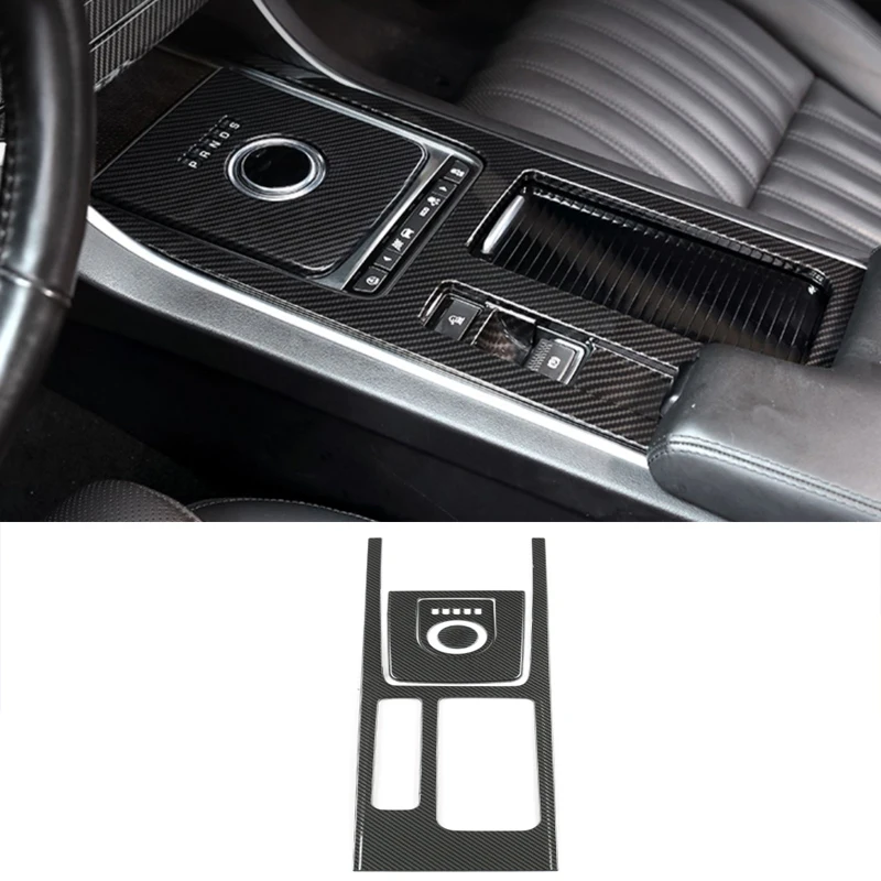 Carbon Fiber Car Center Control Gear Shift Panel Cover for Jaguar XE 2018 2019 Gearbox Protect Accessories Kit Auto Decoration