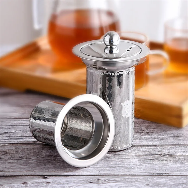 Stainless Steel Cylindrical Tea Infuser for Teapots Mugs Fine Mesh Tea Leaves Spice Strainer Diffuser Filter Kitchen Accessories