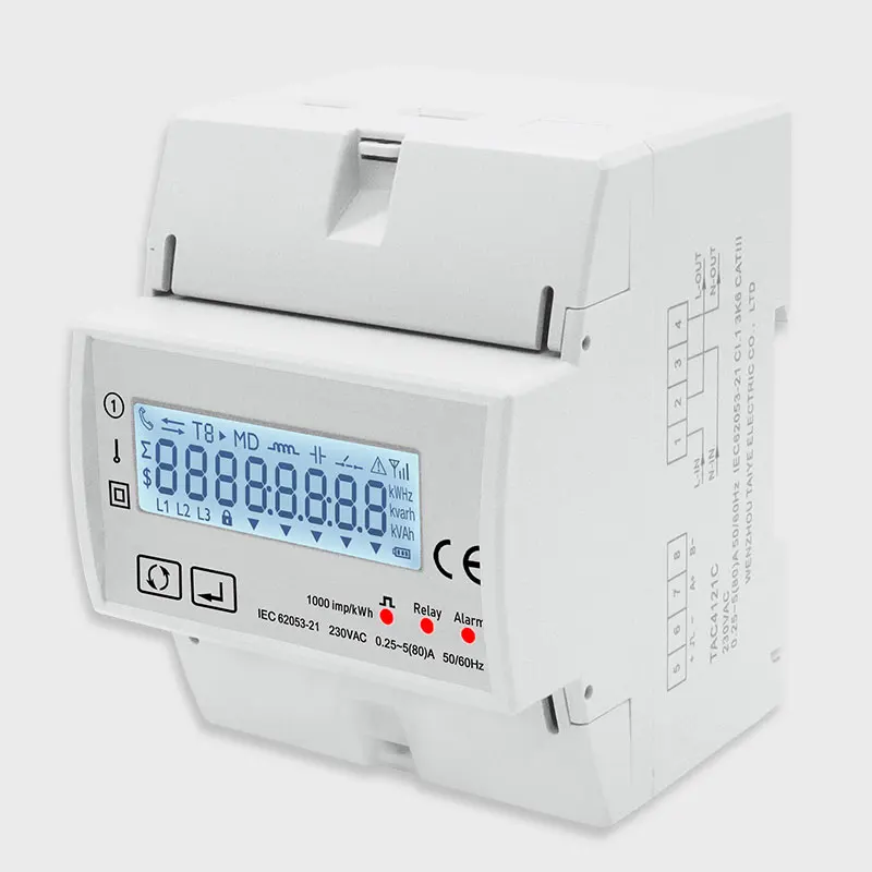 Multifunction Single Phase Din Rail Energy Meter 230V 45~65Hz TAC4121C WiFi Tuya Power Meter