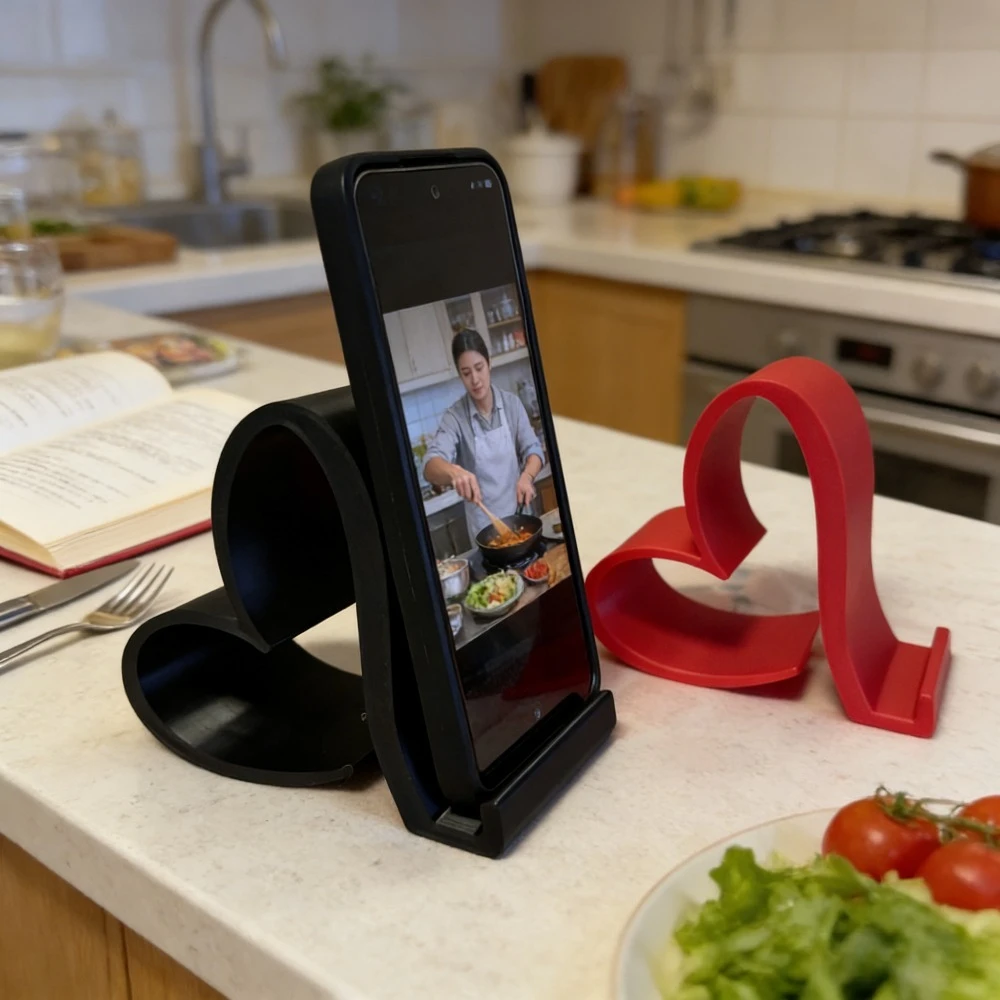 New Valentine Heart Shape Phone Stand Creative Portable Simple Holder for Kitchen Bedroom Desktop Romantic Gift
