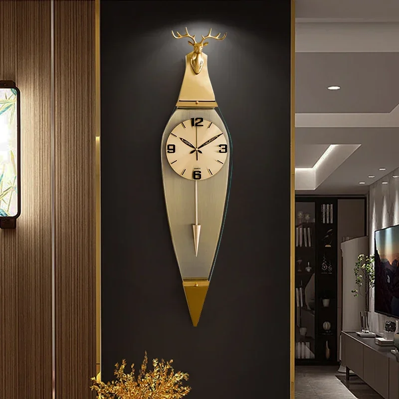 Modern Luxury Brass Wall Clock Simple Niche Interior Metal Wall Decor Living Room Art Style Aesthetic Wand Uhr Digital Clock