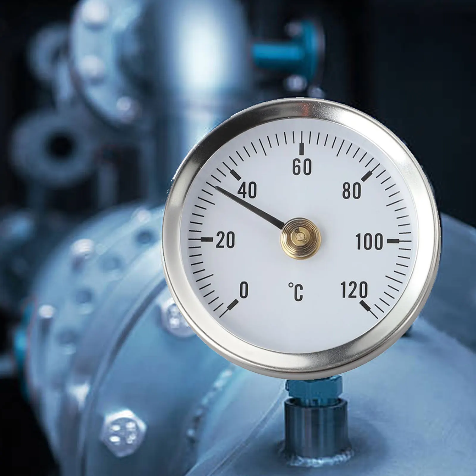 Bimetallic Temperature Gauge Clamp-on Tube Thermometer 63x63mm Accurate Measurement Design For Standard Pipe Sizes