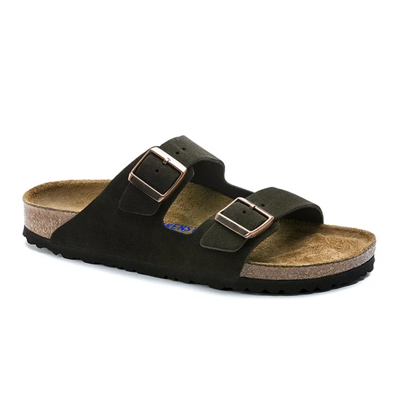 Sandales Birken en daim souple pour femmes et hommes, sabots rétro, pantoufles en liège, chaussures d'extérieur, vêtements de mode pour couples, printemps, été