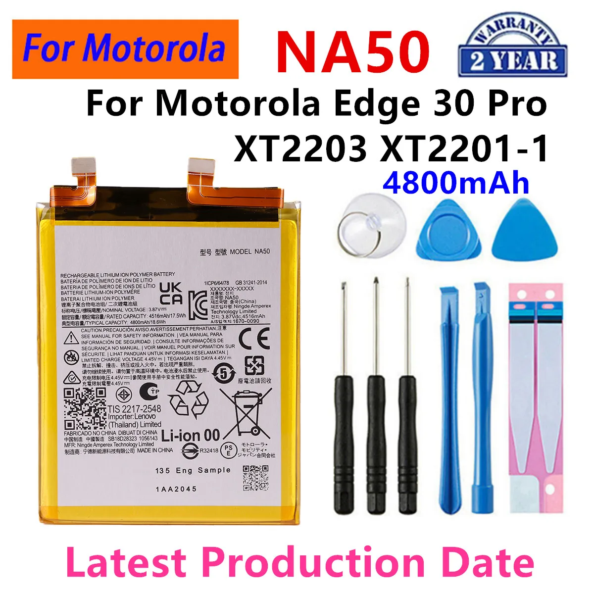 

Brand New NA50 4800mAh Battery For Motorola Edge 30 Pro XT2203 XT2201-1 phone Batteries+Tools