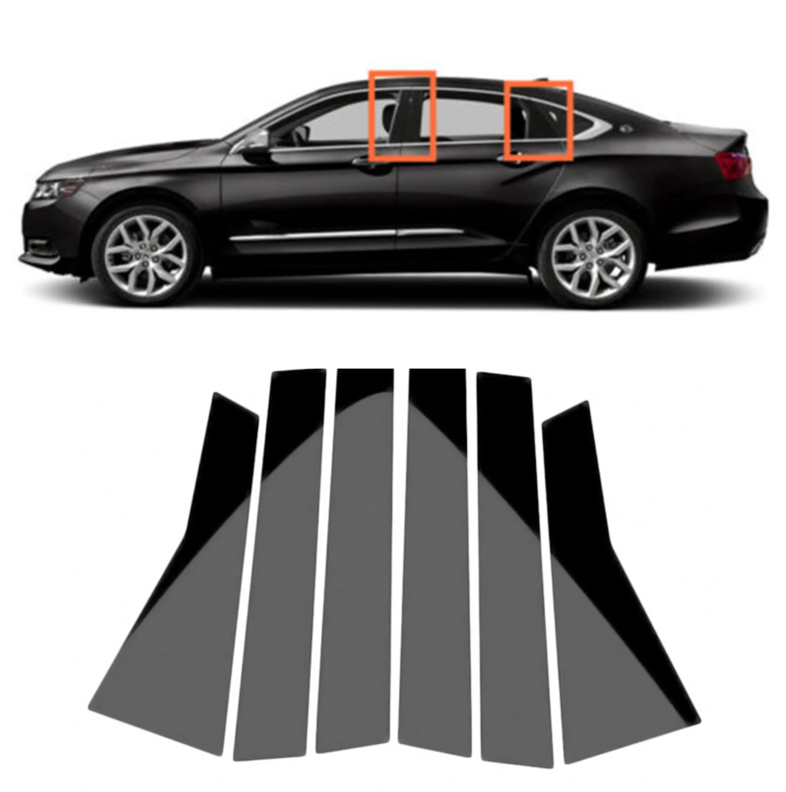 6Pc  Car Pillar Posts Door Window Trim Cover for Chevrolet Impala 2014 2015 2016 2017 2018 2019 2020 Decorative Panel Accessorie