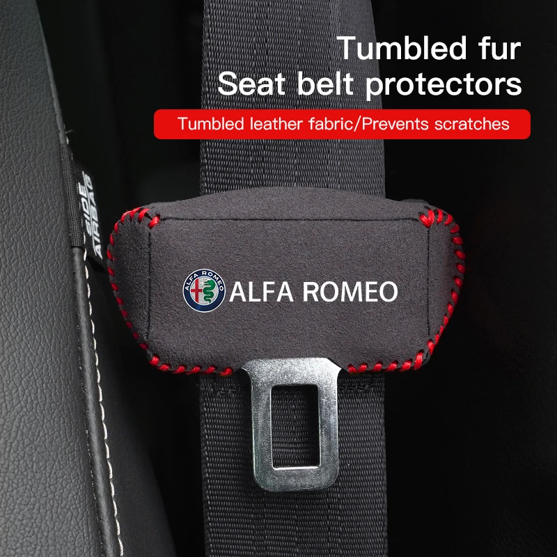 2Pcs Car Decorative Accessories seat belts Seat Safety Belt Buckle Cover For Alfa Romeo 156 159 147 4C 8C 166 Giulia Giulietta