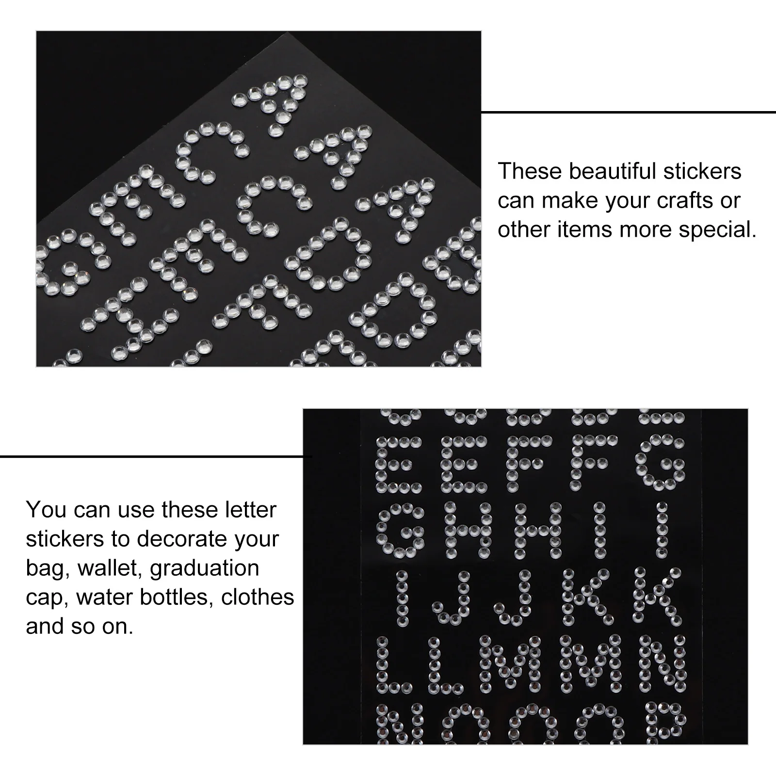 

5 Sheets Diamond Alphabet Stickers Acrylic Rhinestone Self-Adhesive Letters Sticker for DIY Decoration Crafts Alphabet Stickers