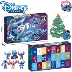 New Disney Christmas 24 Days Advent Calendar Surprise Gift Box Kawaii Stitch Angel Cartoon Anime Figures Decor Xmas Model Toys