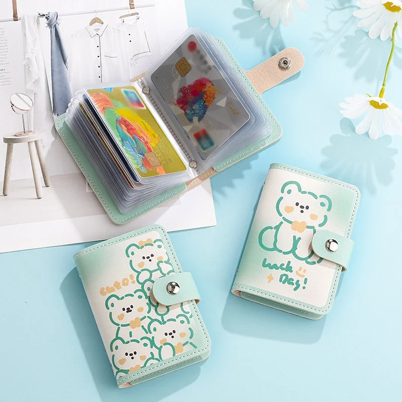 22 Slots Cute Cartoon Card Holder PU Leather Credit Card Case Business ID Card Bag Portable Purse Wallet Kawaii Photocard Holder