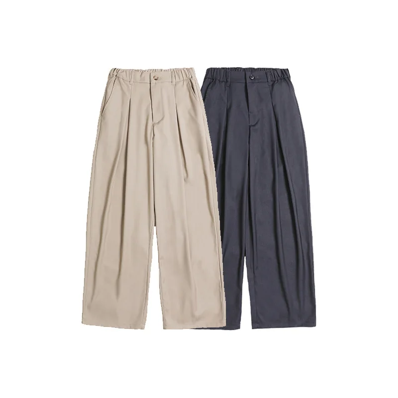 

Pop Four Seasons Men's Fashion Classic Japanese Solid Color Elastic Waist Suit Pants Loose Wide Leg Casual Trendy Trouser Male P