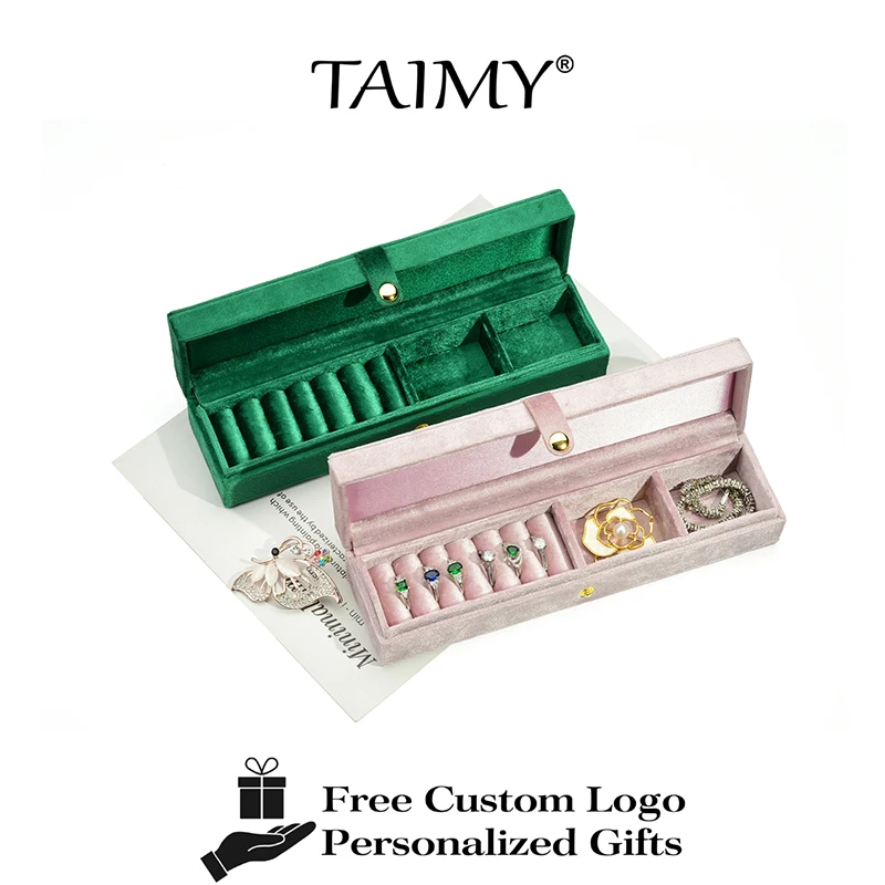 TAIMY Velvet Jewelry Box Business Travel Portable Ring Necklace Jewelry Storage Case Custom Logo Velvet Color Personalized Gifts