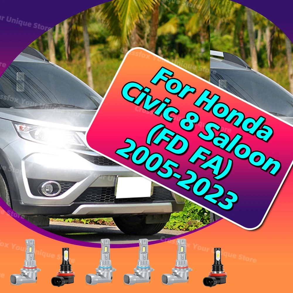 

2/6 шт. светодиодные фары 30000LM 12V, беспроводные лампы 6000K, противотуманные фары для Honda Civic 8 Saloon (FD FA) 2005 2006 2007 2008 2009-2023