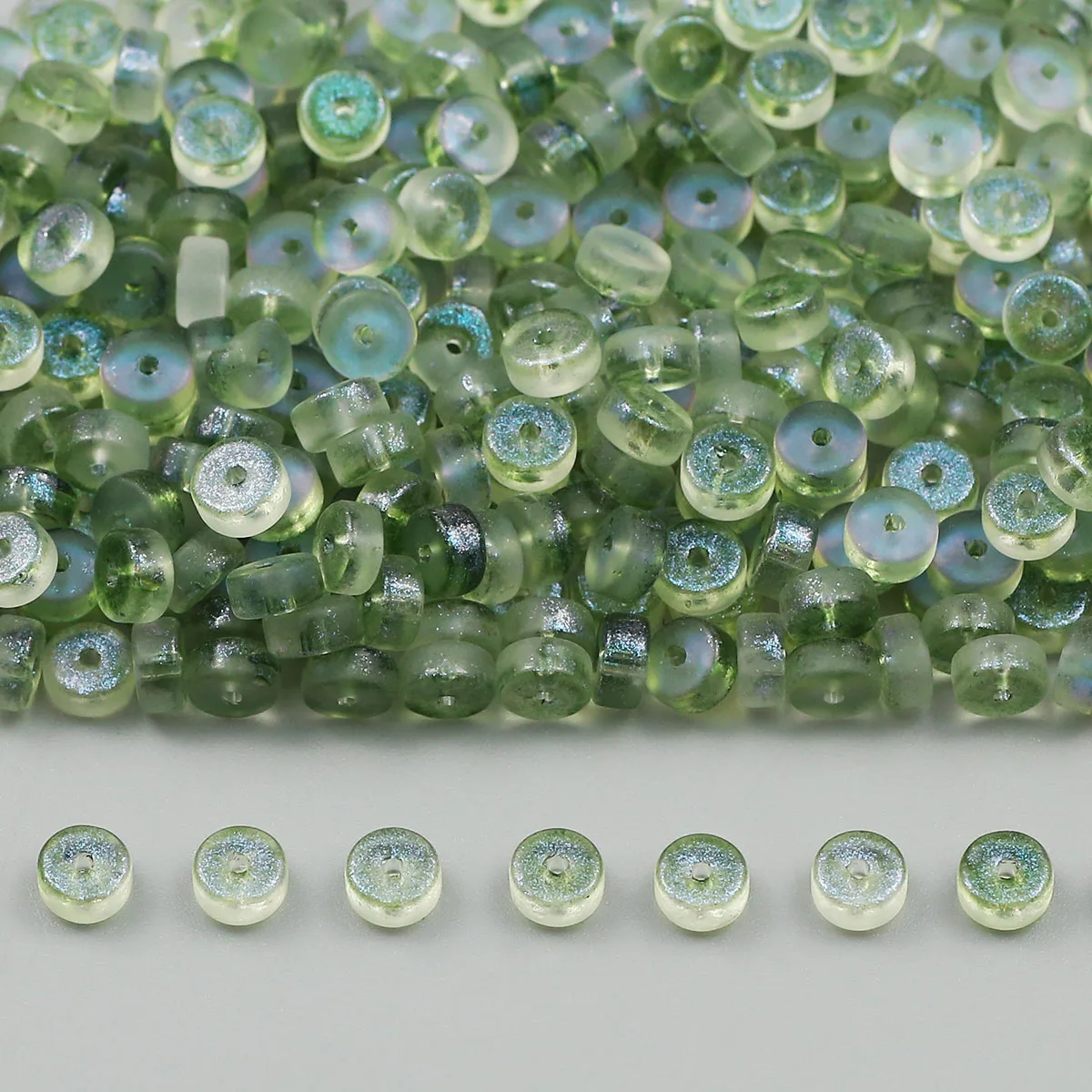 6×3mm Cylindrical Matte Crystal Spacer Grass Green Translucent Glass Loose Beads For Jewelry Making Bracelet DIY Accessories