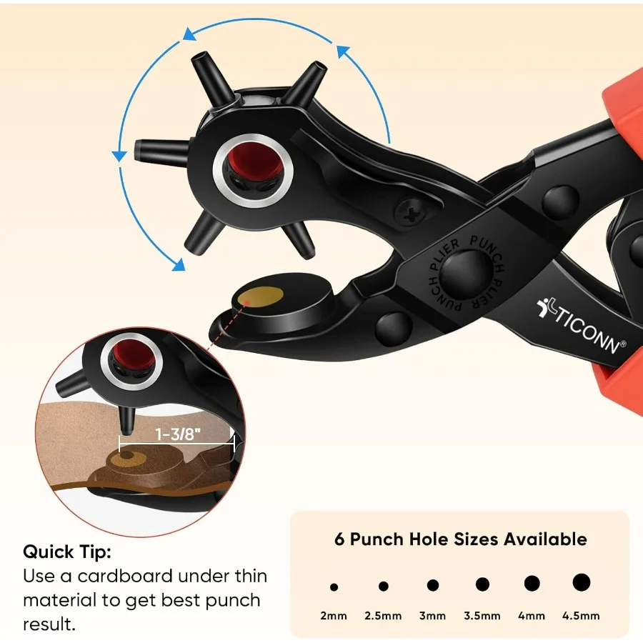 Set Alat Pelubang Kulit Multi Ukuran Heavy Duty untuk Lubang Presisi pada Sabuk, Tali Jam, Lembaran Plastik, dan Aplikasi Kain