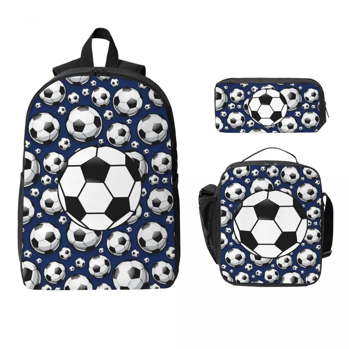 

Sports Soccer Ball Backpack Student Boys Girls BookBag School Bag Laptop Shoulder Bags 3ps Insulated Lunch Bag Pencil Case