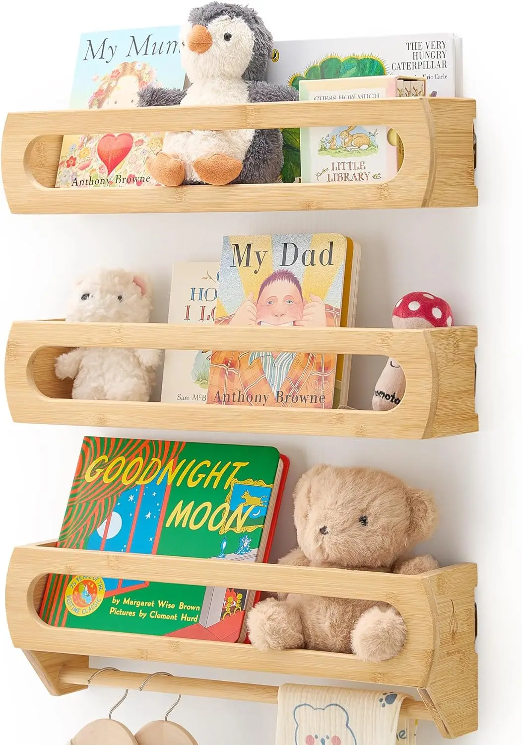 

Floating Shelves for Wall, Prem Bamboo Wood, Fully Assembled - Nursery Book Shelves, Nursery Decor, Book Shelf for...