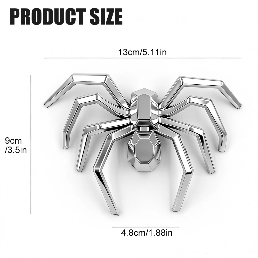 Zinc Alloy 3D Metal Automotive Emblem - Spider-Themed Creative Decal for Trunk & Hood, Decorative Car Badge Sticker