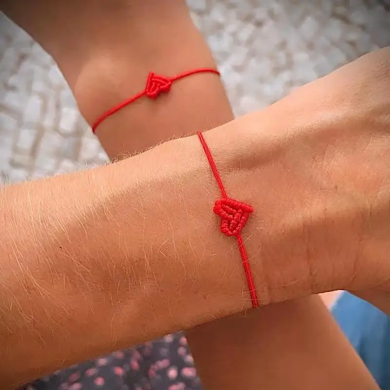 1 Stück Herz-Armband, Boho-Stil, verstellbares Paar-Armband, geflochtenes Freundschaftsarmband – Detail 2