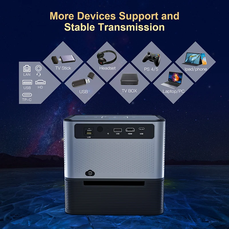 XNANO 300ANSI 4K proyektor portabel Mini, proyektor portabel Mini Android WiFi BT5.0 LED 1080P Home Theater Auto Keystone dengan baterai