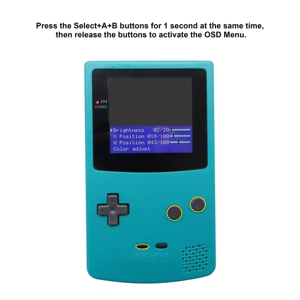 Hispeedido Built-in OSD Menu For GBC IPS Q5 LCD Screen Backlight Backlit Retro Pixel High Brightness LCD Kit For Game Boy Color
