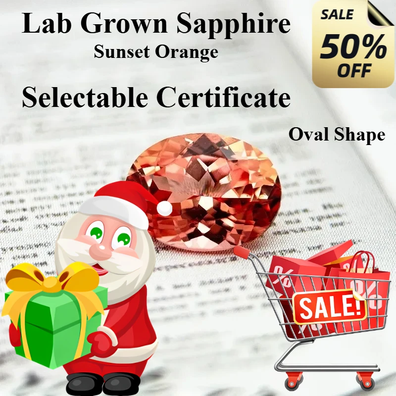 

Top Lab Grown Sapphire Oval Shape Sunset Orange Color Beads for Diy Jewelry Charms Making Necklace Rings Selectable Certificate