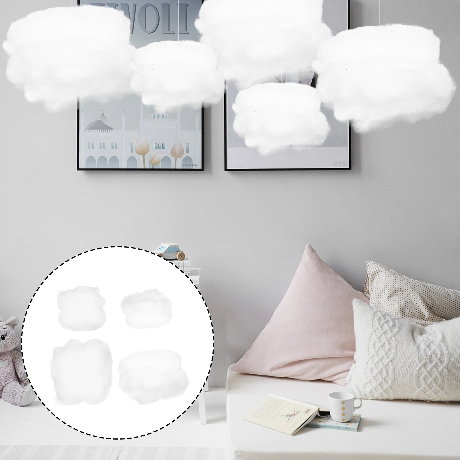 

4 Pcs Simulated Decoration Wedding White Fake 3d Clouds Crafts Ceiling Hanging DIY Decor Pendant Home Party Xmas