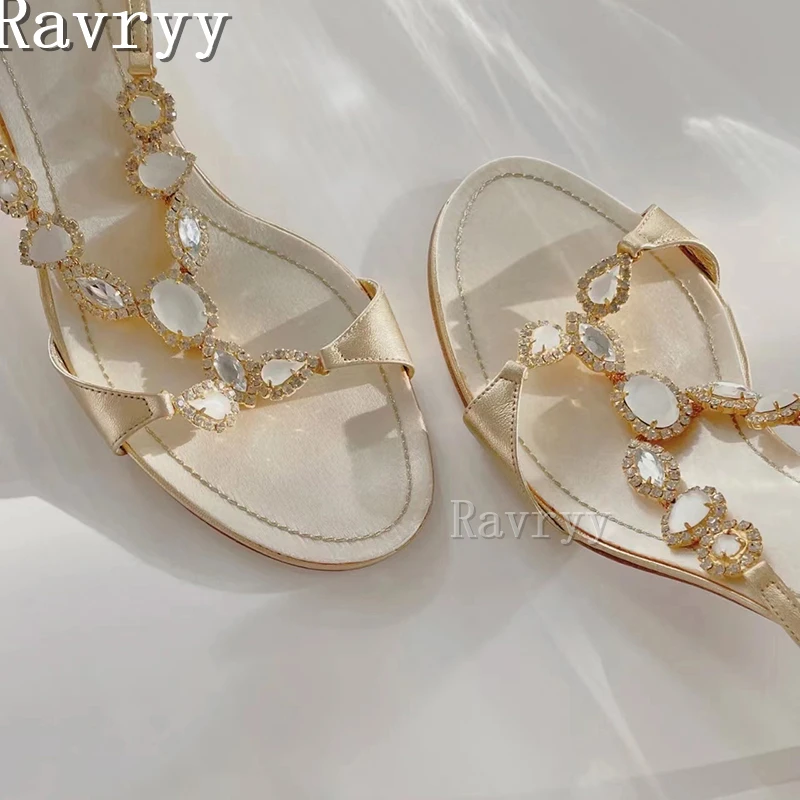 Luxury Rhinestone Stiletto Slipper Summer New Open Toe Thin High Heel Sandal for Ladies Outside Dress Party Slippers