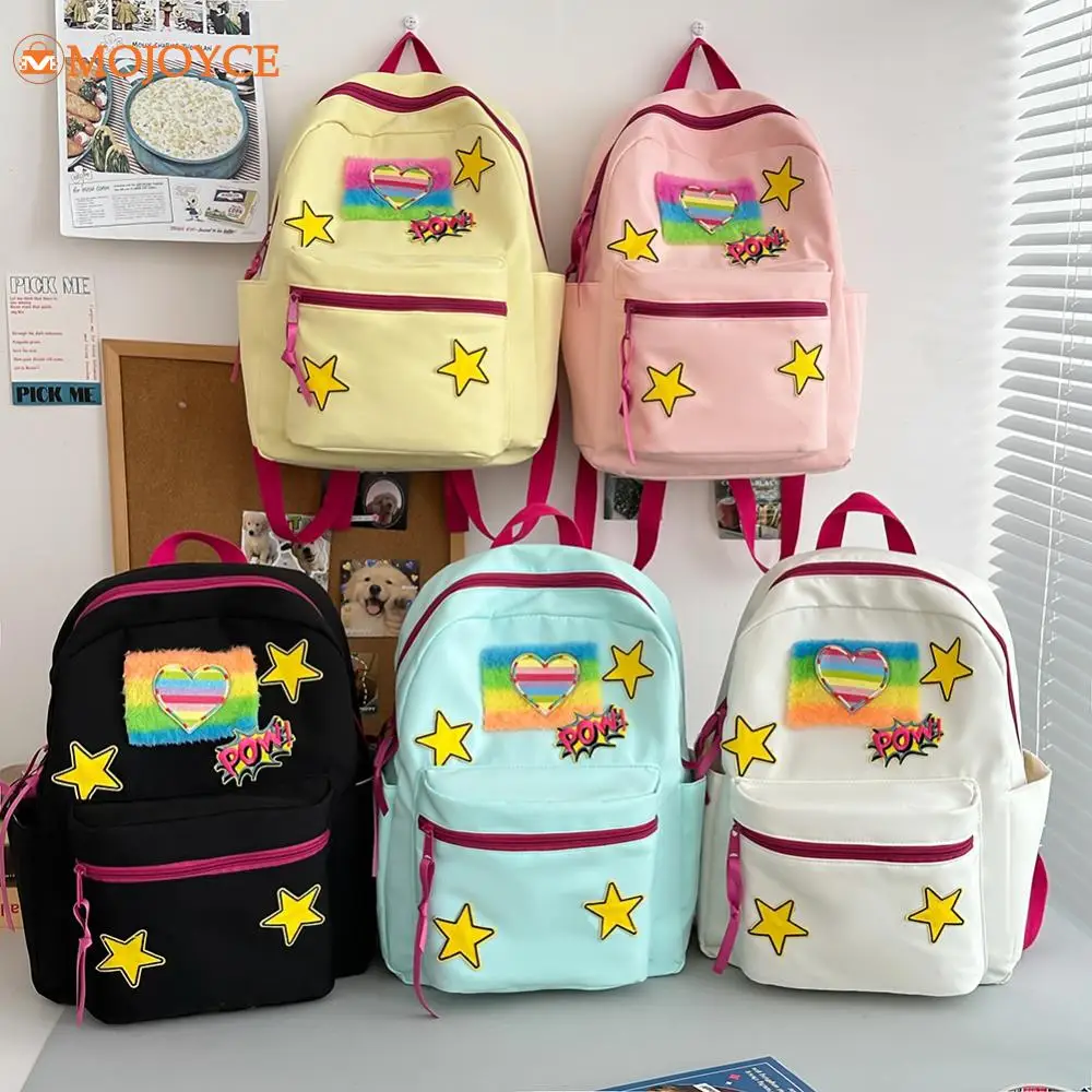 Japanese Aesthetic Fashion Backpacks Y2K Star Pattern College Book Bags Large Capacity Students School Knapsacks Casual Mochilas