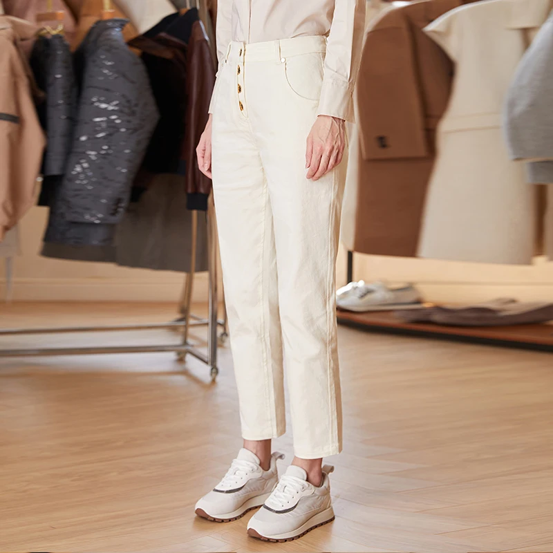 K1690L Jeans Luxury brand Clothing for Women ladies 98% Cotton long pants Loose Autumn Winter Trousers