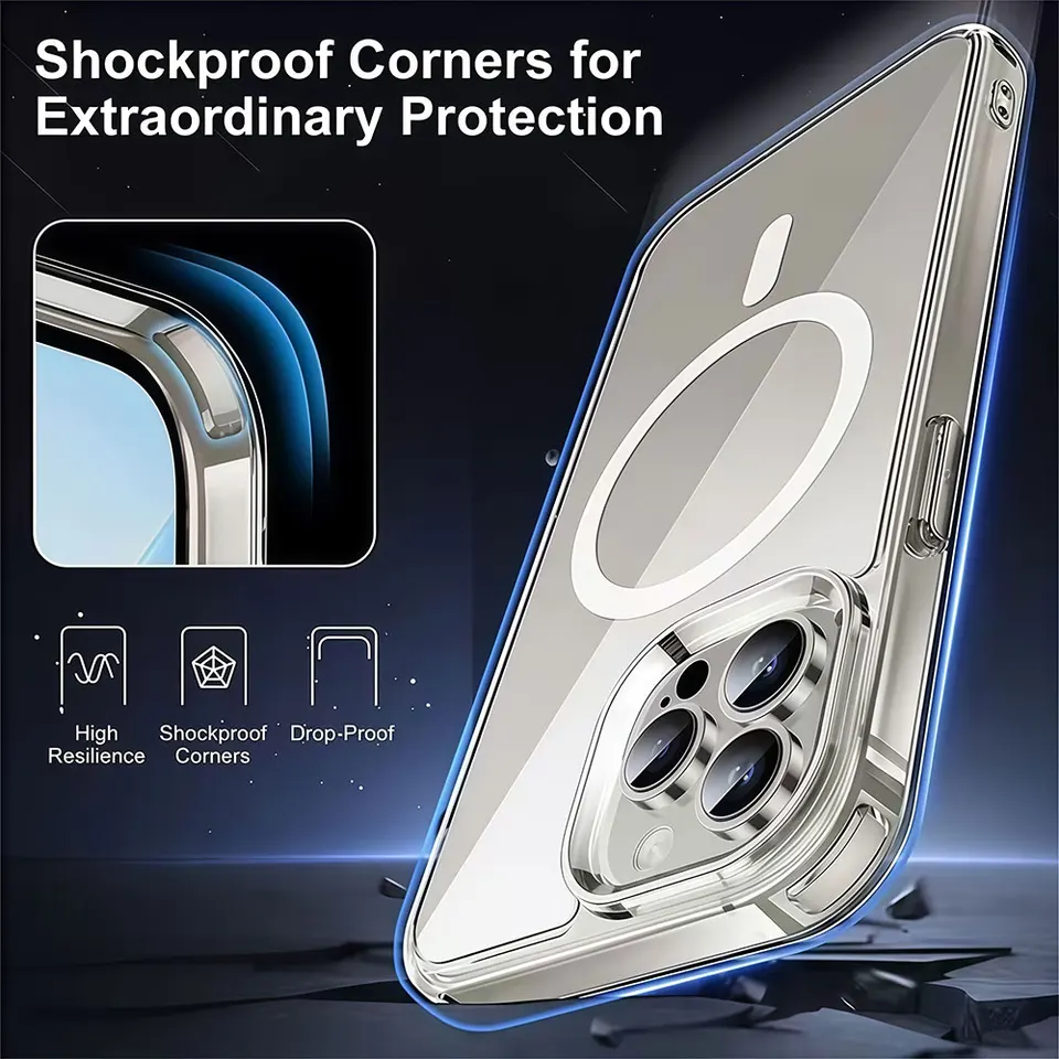 Funda transparente magnética para iPhone 17 16 15 14 13 12 11 Pro Xs Max 16e Air Mini 7 8 Plus X XR SE 2020 2022, resistente a golpes 2