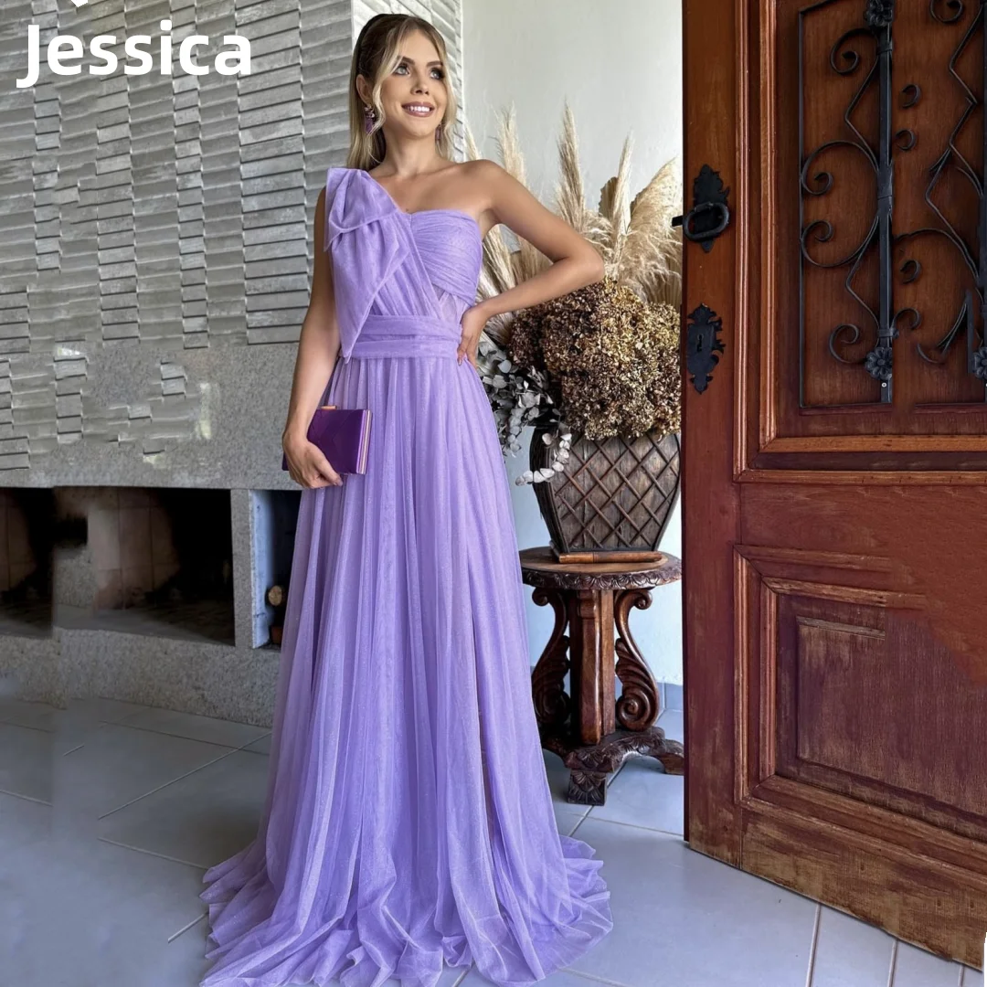 Jessica Elegant Ladies Simple Tulle Prom Dresses A-line Flash Evening Dress فساتين السهرة  Formal Occasions Dinner Party Dress