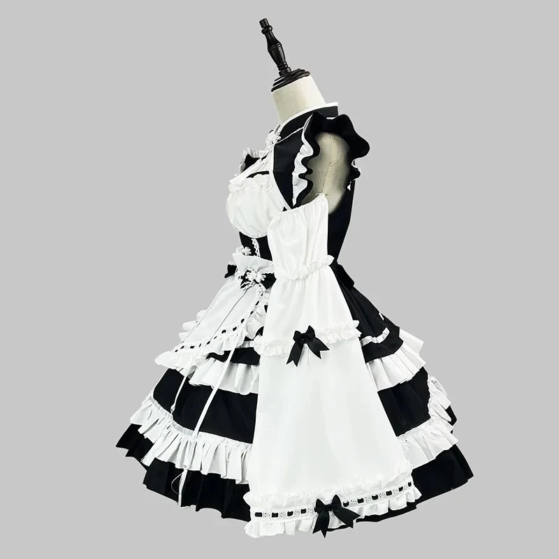 

S -5XL Lolita Girl Maid Outfit Cosplay Costume Black Red Women Apron Dress Waitress Clothes Party Costumes