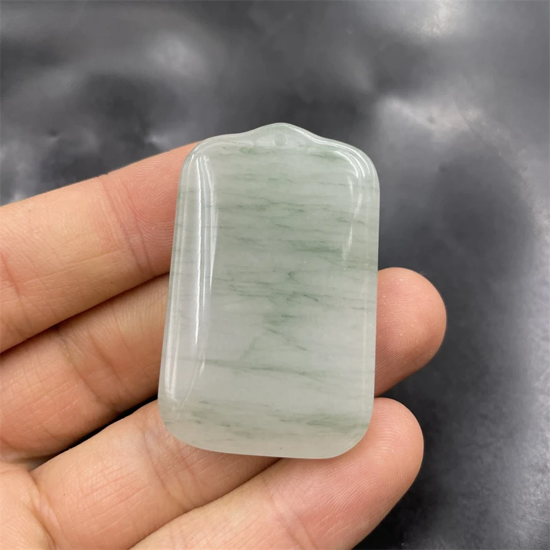 

Affordable Jade Products White background with blue sky and mountains, "No Worries" pendant Green Jade Pendant with Flower Patte