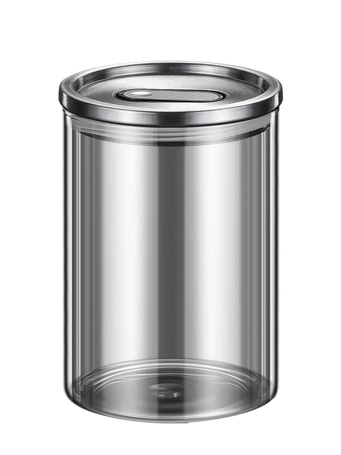 Récipient alimentaire en verre à haute teneur en borosilicate Ultra épais de 2.7mm certifié LFGB avec couvercle en acier inoxydable 304 pot de grains de café