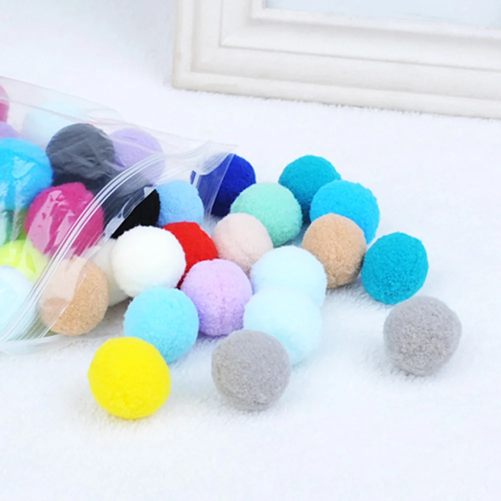 70pcs Ball Toys for Cats Colorful Pompon DIY Handmade Material Pom Ball Kindergarten Prop Fluffy Balls