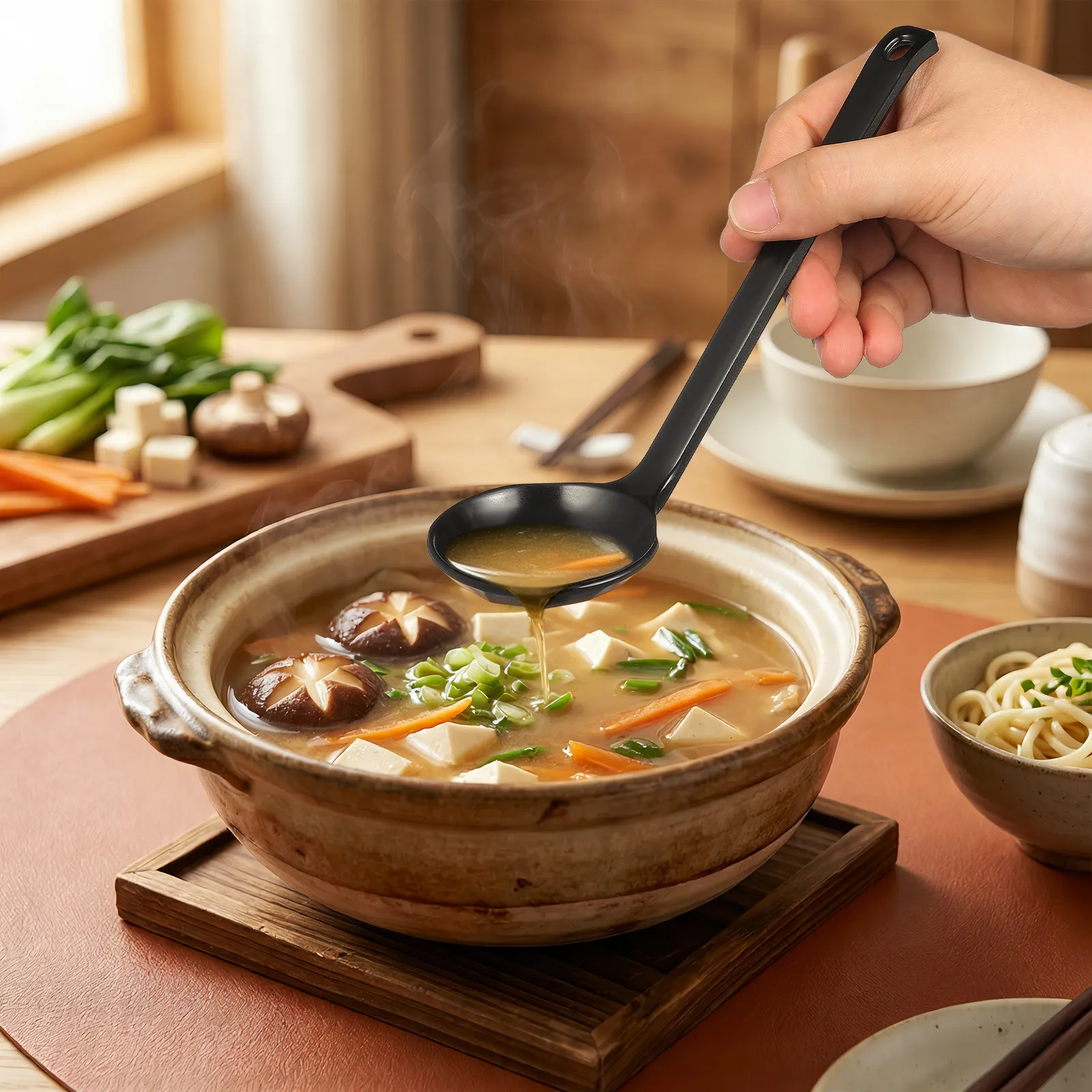 5pcs Japanese Style Fire Pot Sauce Spoons with Long Polished Handles for Ramen, Porridge & Restaurant Tableware