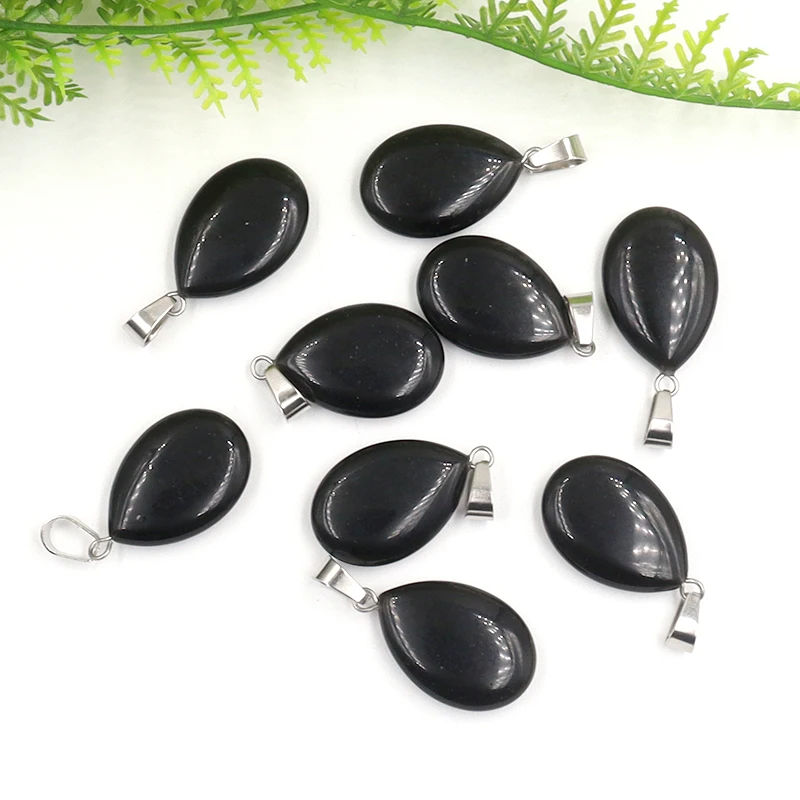 

Natural Black Obsidian Teardrop Pendant Healing Crystal Energy Protection Jewelry Making DIY Necklace Charm Reiki Beads Gift
