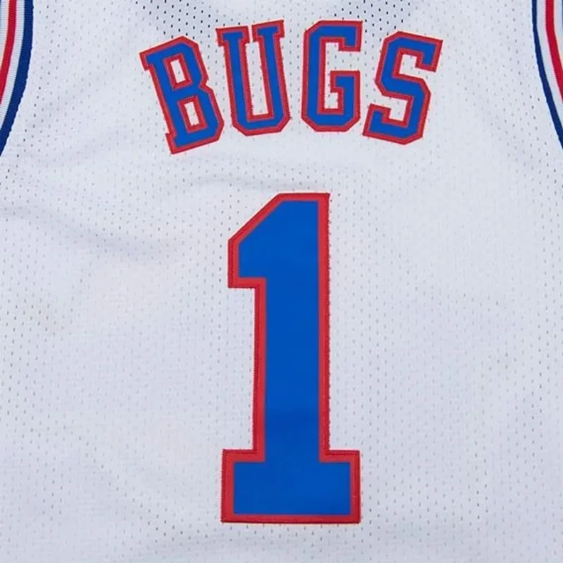 Movie Space Jam Jersey bugs #1 Lola basketball jersey men sleeve Tune Squad breathable quick drying sport sewing shirt White