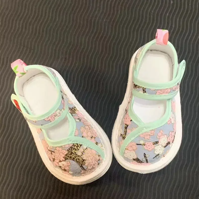 Primavera verão estilo étnico artesanal velho pequim mille camada sapatos de pano para crianças chinês tradicional meninas tang terno sapatos