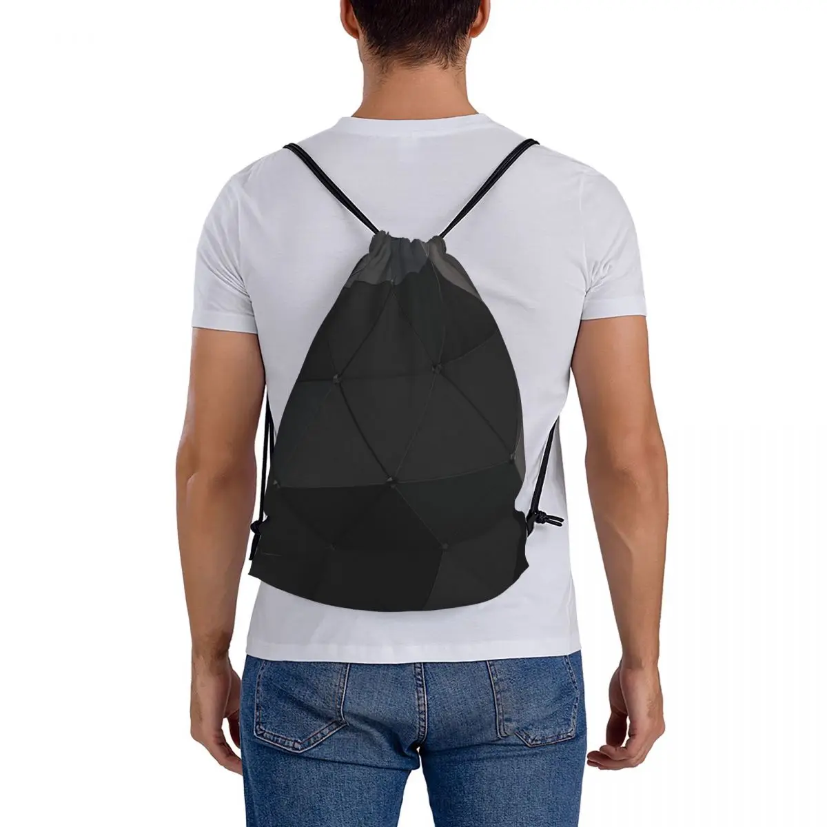 Sac à dos Bergame 3D noir pour hommes et femmes, sacs de proximité portables, sac de sport de poche Bundle, sacs à livres pour étudiants, mode