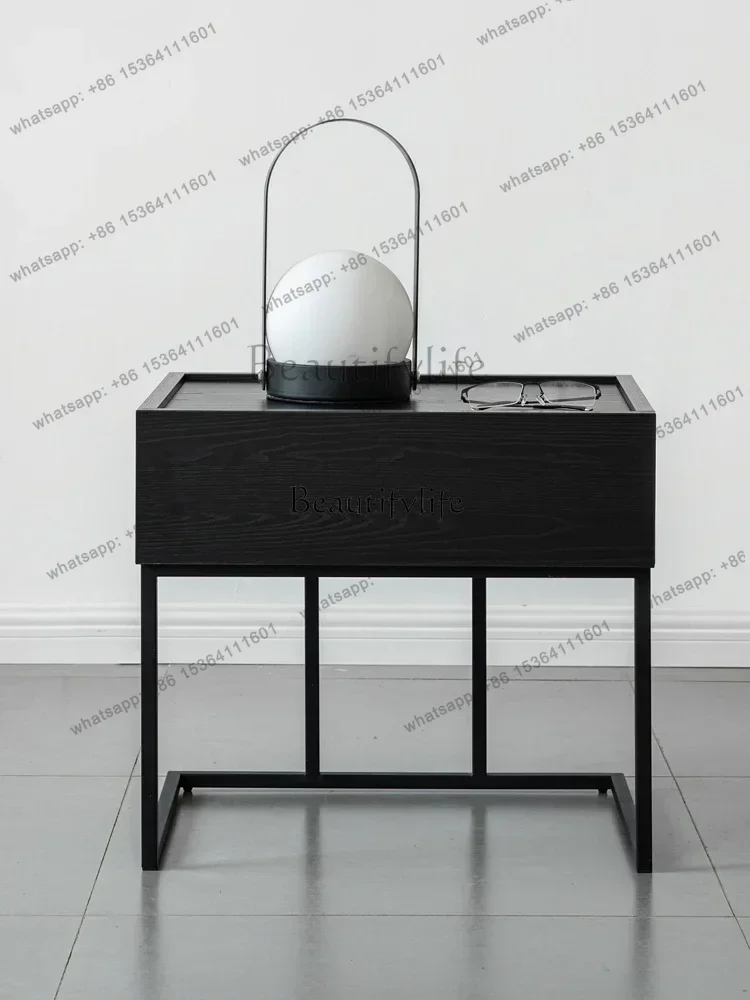 

55Italian minimalist suspended bedside table modern simple Nordic light luxury drawer cabinet