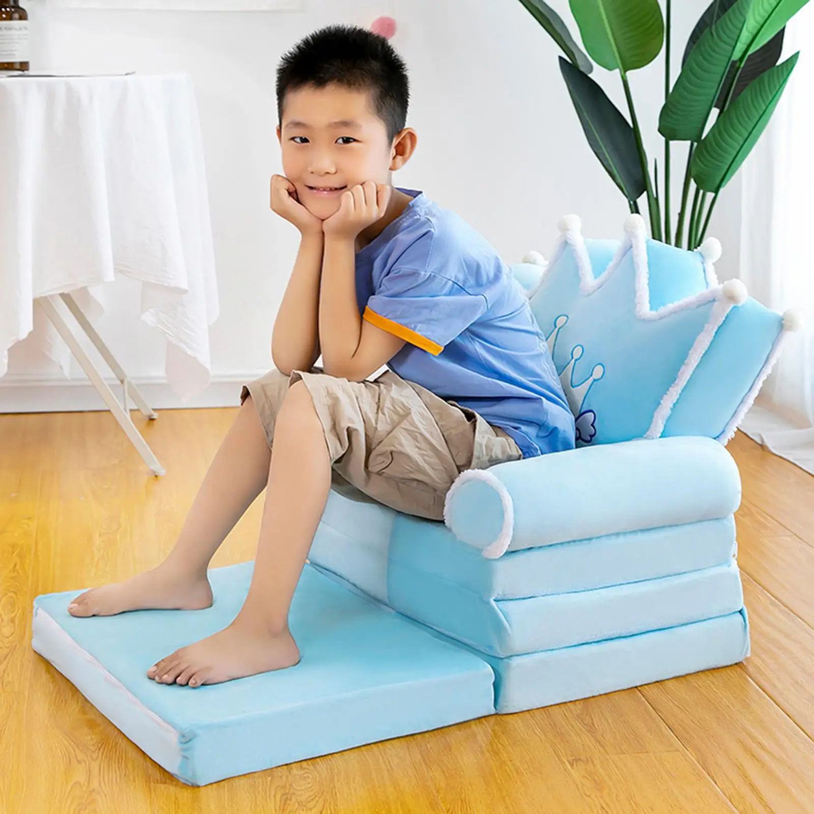 Cartoon Foldable Kids Sofa Cover Plush Children Couch Backrest Armchair Slipcover for Living Room