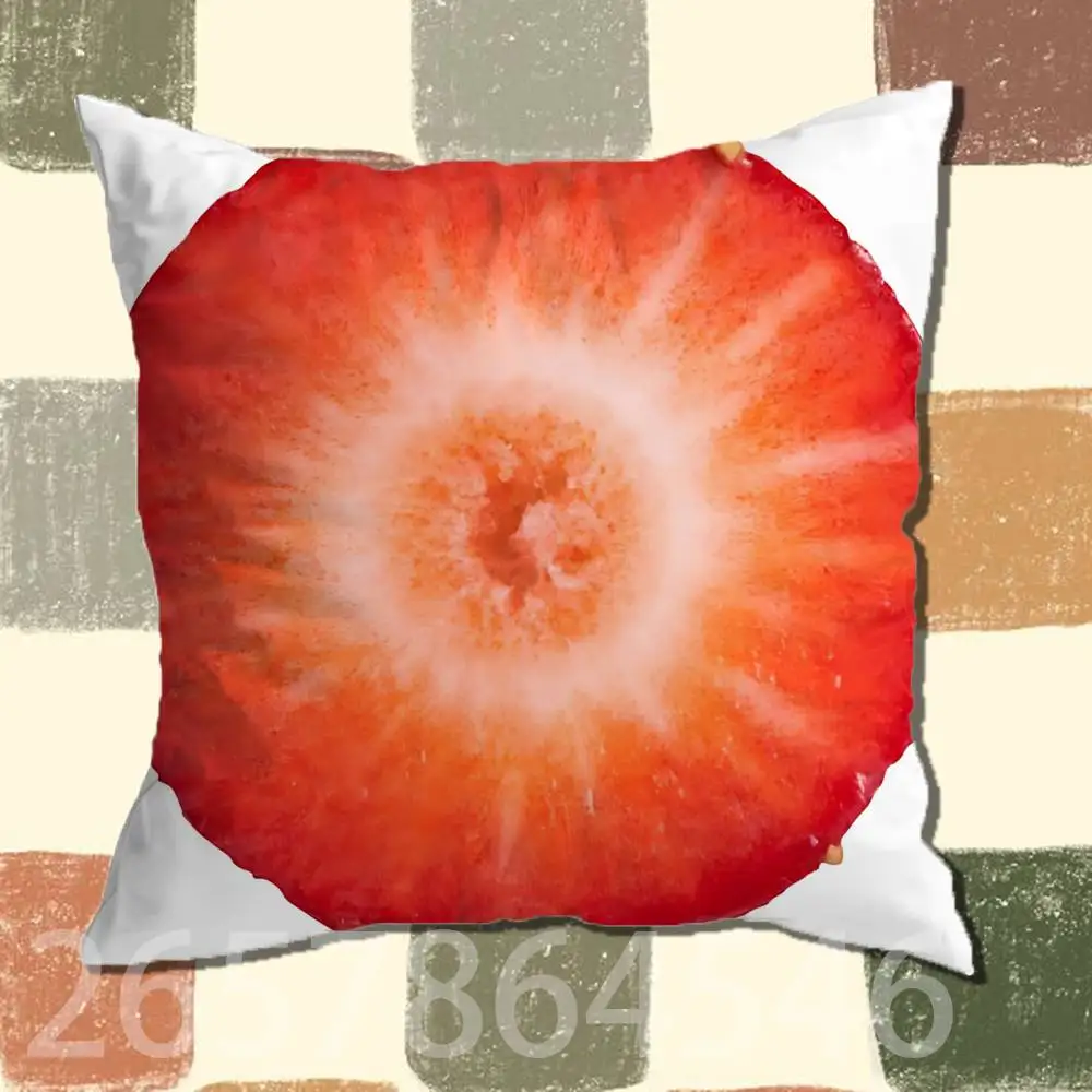 Funny Fruit Cross Section Polyester Printed Pillow Cover Square 30 35 40 45 50 55 cm Soft for Sofa Bed Car Home Decor