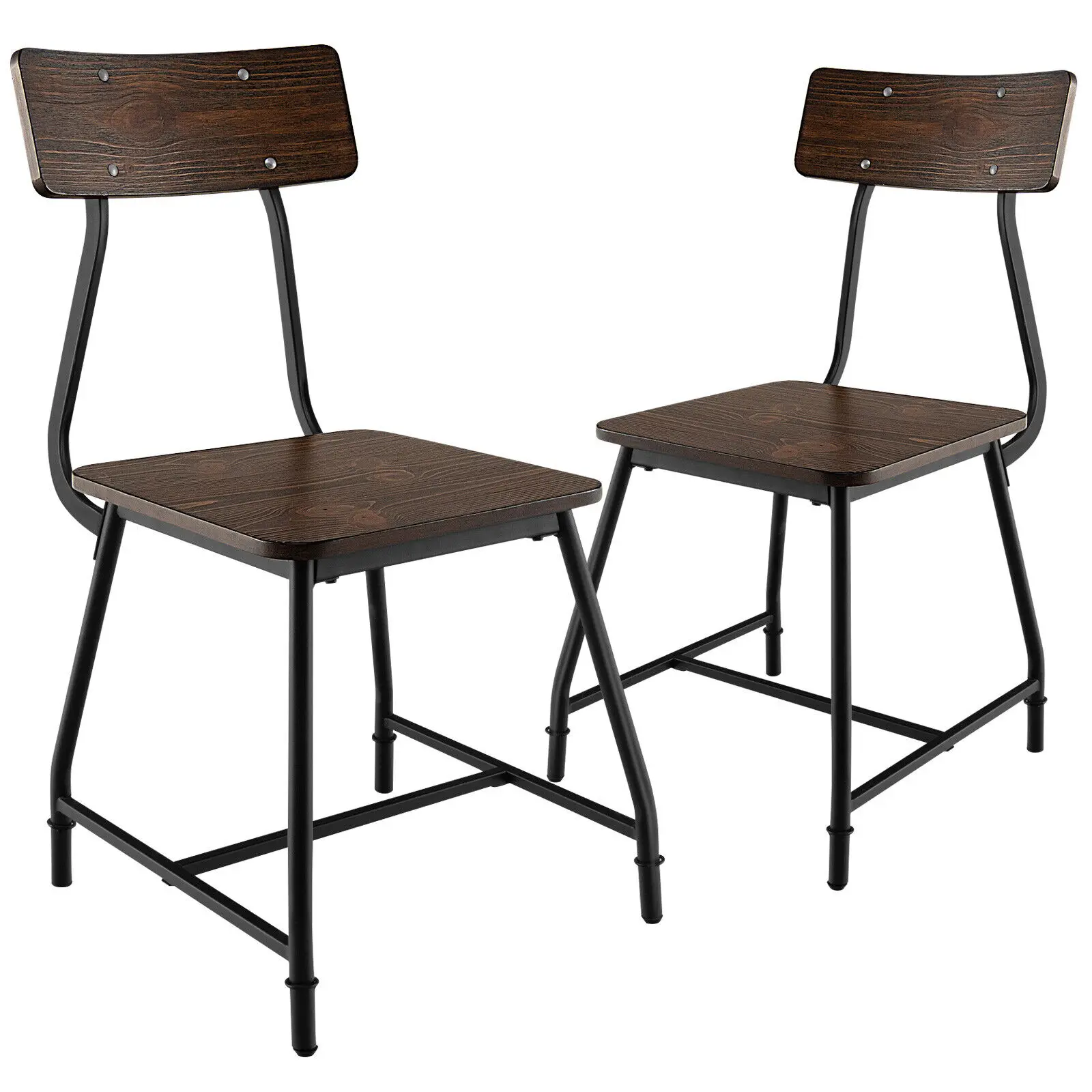 Costway Set of 2 Dining Chairs Kitchen Side Chairs with Ergonomic Backrest & Metal Legs