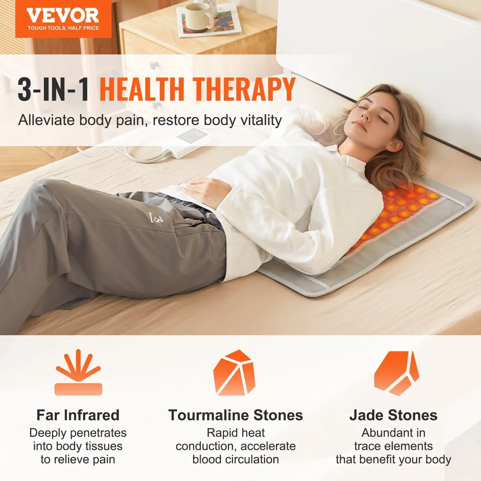 

Far Infrared Heating Pad 52 Natural Jade 20 Tourmaline Stone Heating Pad