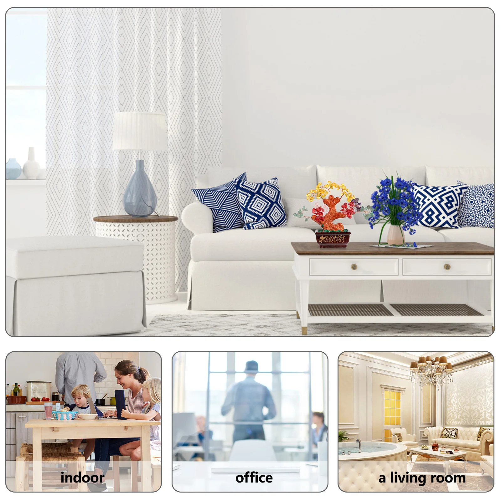 

1Pcs Money Tree Crystal Desktop Feng Shui Ornament Fortune Tree Decor Wealth Prosperity for Home Office Desktop Ornament