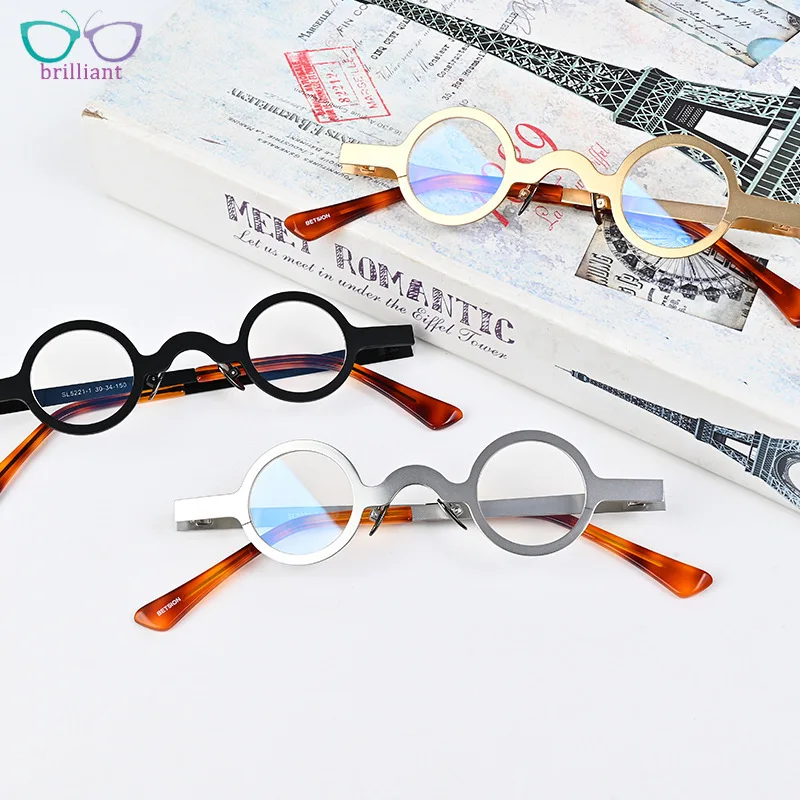 Personalized Women Small Round Metal Myopia Eyeglass Frame Fashion Ultra Light Retro Optical Glasses Men Prescription Eyeglasses